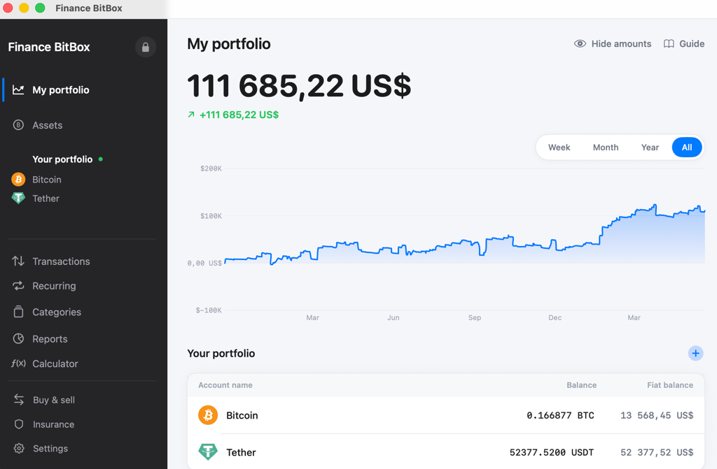 Finance BitBox macOS app — screenshot